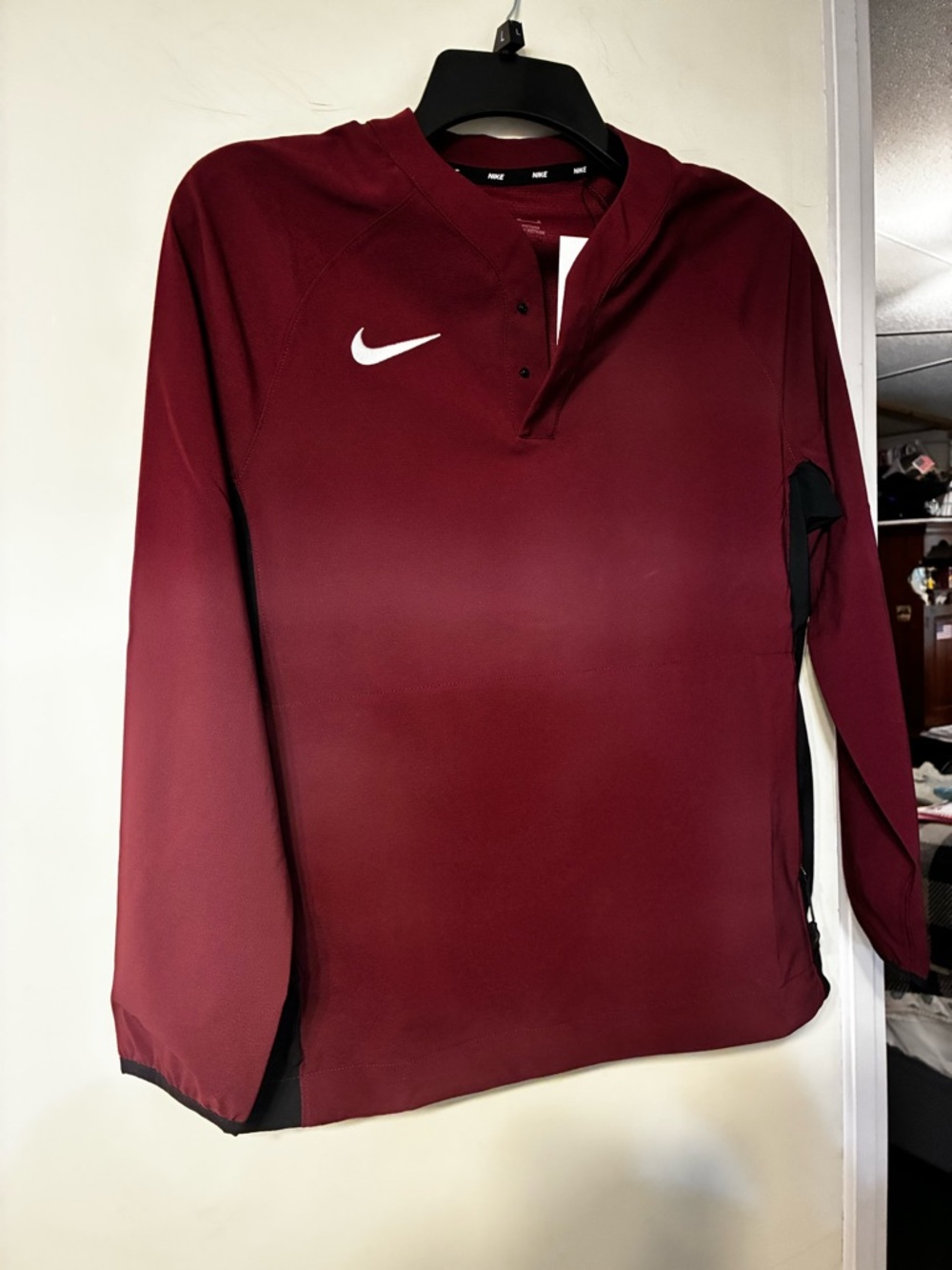 Nike Burgundy Snap-Front Jacket with Black Hardware